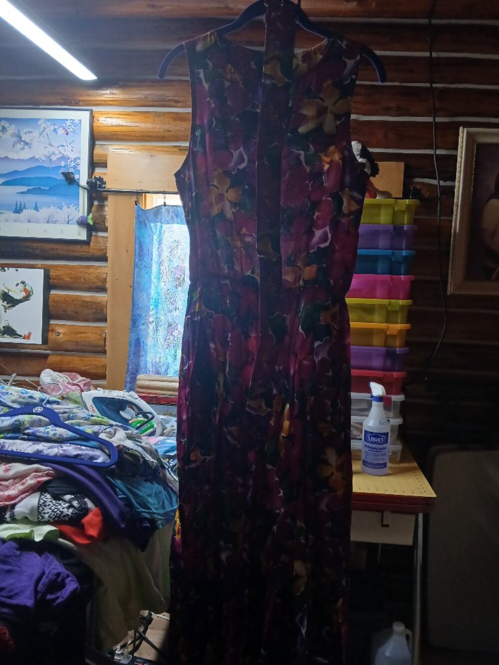 Bright Flowered Sleeveless Dress with Belt